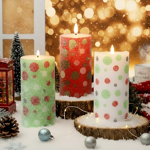 Velas LED sin llama Glooglitter de Navidad cónicas móviles a pilas para decoración de hogar 1