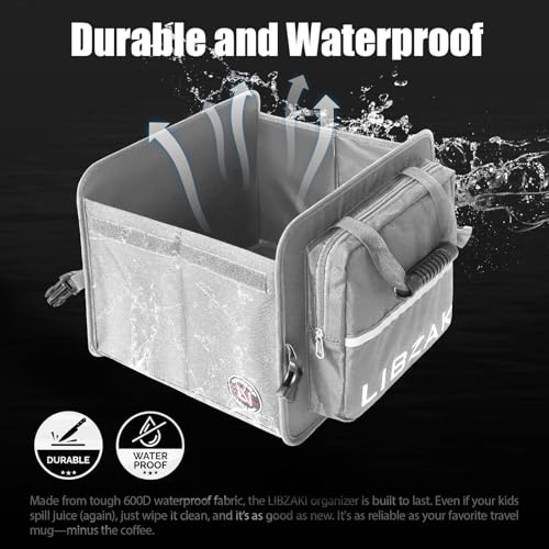 Image of LIBZAKI Car Trunk Storage Organizer, Collapsible Trunk Storage Box for Car Truck SUV-Gray
