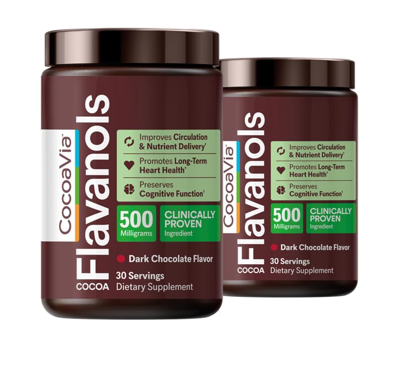 CocoaVia Cocoavia Cardio Health Cocoa Powder, 60 Servings, 500Mg Cocoa Flavanols, Supports Heart Health, Boost Nitric Oxide, Improve Circulation, Energy, Pretrainami