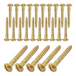Virello 25Pcs M3.5 x 25mm Brass Wood Screws, Round Head Self-Tapping Screws for Furniture Repair, DIY Crafts, and Decorative Applications