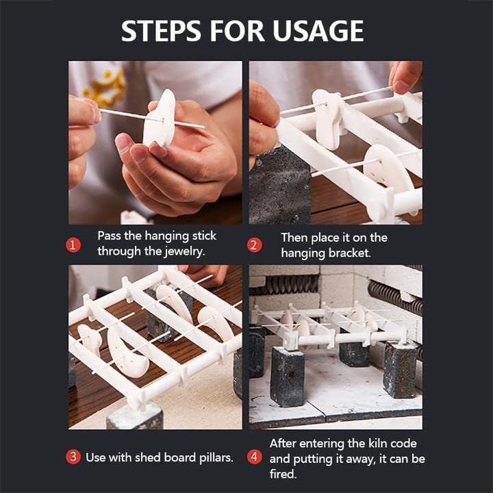 Miniatura 4 de Soporte de quemado colgante para horno, herramienta con colgante de cuentas de porcelana de 7.88 pulgadas con anillo, aguja de combustión colgante