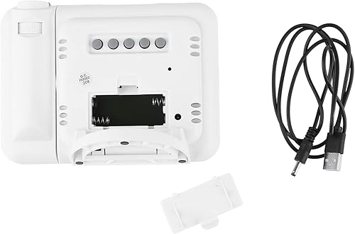 Miniatura 9 de Reloj despertador de proyección para dormitorio, reloj digital con proyector giratorio de 180, pantalla LED transparente, cargador USB, repetición,