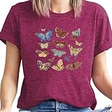 Butterfly Shirts for Women Printed T Shirt Vintage T Shirts Bohemian Wind Graphic Tees