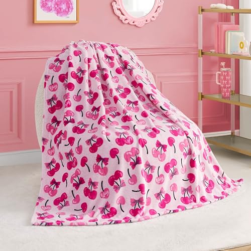 Juicy Couture Kids 50 x 70 Plush Throw Blanket Berry Cheetah Pink Lightweight Warm Kids Blanket for Bed Couch & Travel