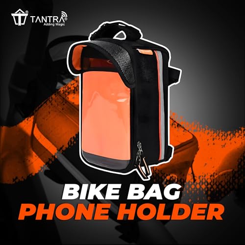 Image of TANTRA Polyester Bicycle Front Frame /Tube Bag with Waterproof Touch Screen Bicycle Pouch for Mobile Holder Black