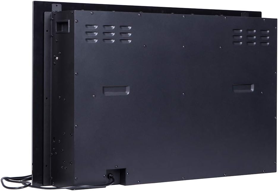 belakang view of the Valuxhome electric fireplace, showing the power cord and mounting points.