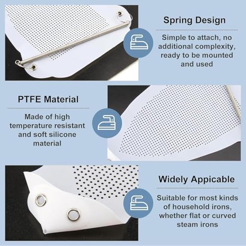 Image of DOMICA Steam Iron Teflon Shoe Cover,Plate Protector Cover Ironing Accessories for Cloth Safe Slip Quick Install Cover Most Standard Size Iron Cover
