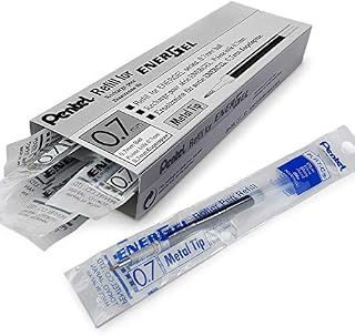 Box of 12 x PENTEL Energel 0.7mm Refill Metal Tip LR7 - Fits Energel Xm, BL77/BL57/BL37 - Blue Ink