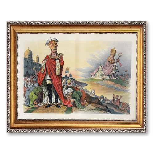 Vintage Framed Political Satire Canvas Print Oil Paintings Reproduction World