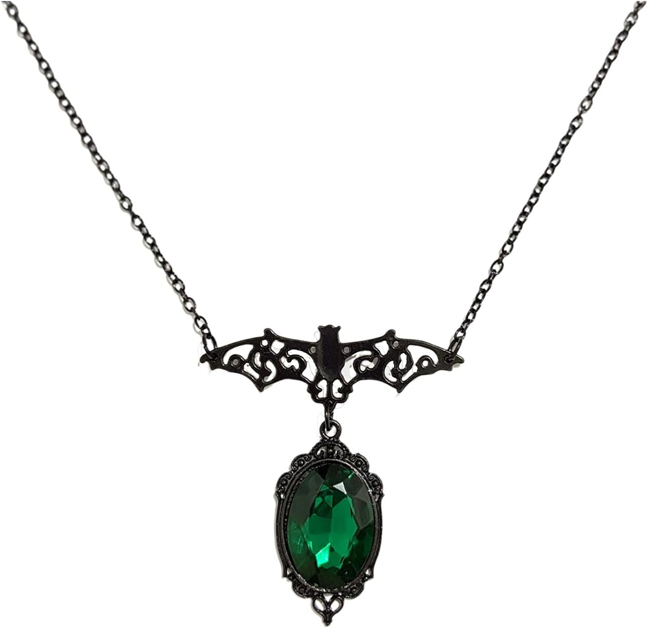 Bat Necklace for Women Halloween Necklace Vintage Gothic Bat Necklaces Crystal Glass Cameo Pendant Necklaces Mystic Witch Costume Accessories Halloween Jewelry Gifts for Women - Image 5