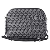 Michael Kors Jet Set Travel Medium Dome Crossbody Bag Black Silver MK