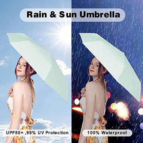 Image of Mini Travel Sun Umbrella for Purse With Case,Small Compact UV Umbrella Protection Sun,Lightweight Portable Parasol Windproof for Women Men Kids