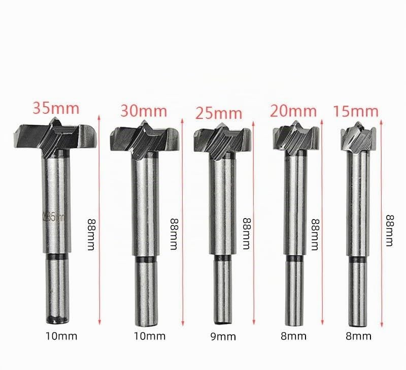 Set di punte Forstner, 5 pezzi da 15-35 mm, punte per trapano in acciaio ad alta resistenza, albero esagonale, sega per fori extra lunga, utensile per la lavorazione del legno
