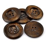 PEPPERLONELY Brand 20PC Dark Brown 4 Hole Scrapbooking Sewing Wood Buttons 35mm(1-3/8 Inch)