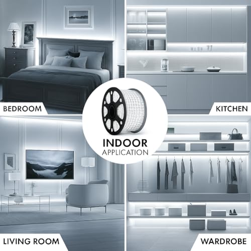 Image of Gesto 50 Meter Rope LED Strip Lights | 120 LED /Mtr Waterproof Outdoor Lights for Balcony, Home Decor, Cove Light for False Ceiling | Flexible, Cuttable Strip Light for Diwali Decoration - White 6500K