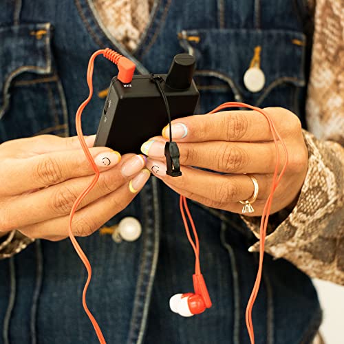 M&E – Packung Einwegkopfhörer mit 100 Stück, Kopfhörer mit 3,5-mm-Klinkenanschluss, in einzelnen Taschen für maximale Hygiene, Farbe Rot