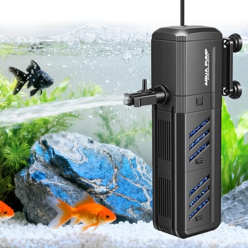Filtro para Acuario 800 L/H Flujo Ajustable, 8 W Bomba de Filtro Interno para Acuario Silencioso, Filtros Internos para Pequeños/Tortugas/Peceras de 80-250L(8W)