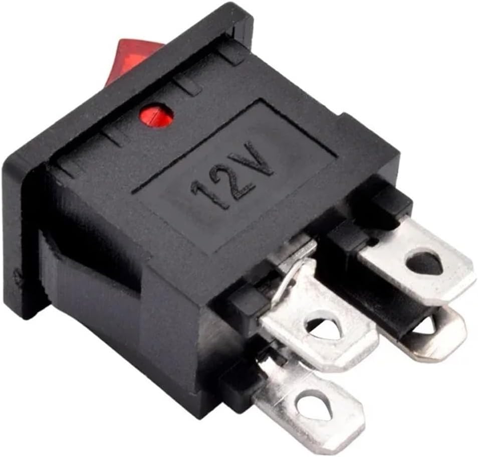 Power switch, Rocker Switch, Pack Of 10 KCD1-104 DPST Latching 4 Pin Red Black LED 12V 24V 220V On Off(10pcs Red Lamp,ON-OFF-220V LIGHT)