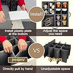 2 Pack Shoe Organizer for Closet, Adjustable Shoe Box Storage Containers, Large Foldable Shoe Bins with Clear Cover, Space Saving Shoes Holder with 4 Handles, Fits 16-32 Pairs, Beige - Image 3