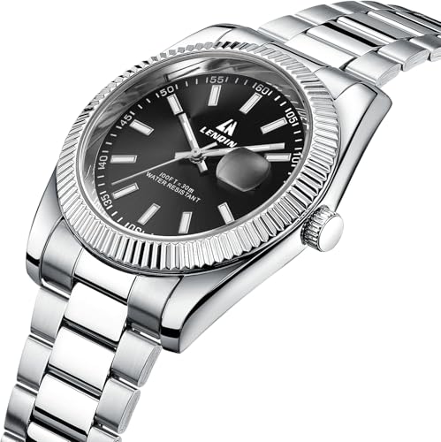 Image of LN LENQIN Mens Watches Waterproof Stainless Steel Watch for Men Analog Quartz Fashion Business Designer Wristwatch