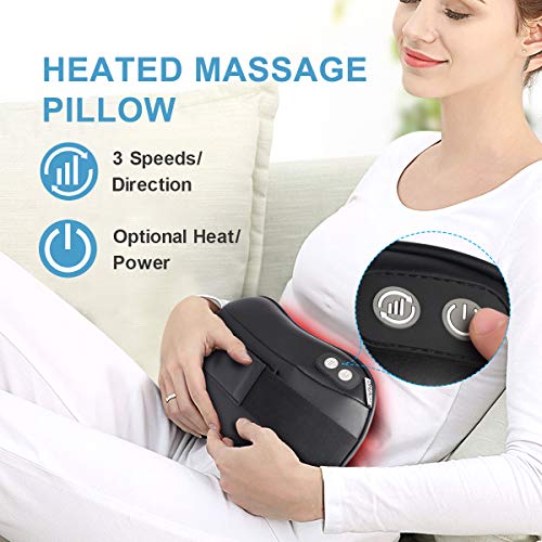 RENPHO Coussin de Massage, 3 Vitesses Shiatsu Masseur de Cou et Dos Ultra-mince avec Fonction Chauffante, pour Soulagement de Musculaires douleur Portable au Domicile, Bureau ou en Voiture RENPHO Coussin de Massage, 3 Vitesses Shiatsu Masseur de Cou et Dos Ultra-mince avec Fonction Chauffante, pour Soulagement de Musculaires douleur Portable au Domicile, Bureau ou en Voiture