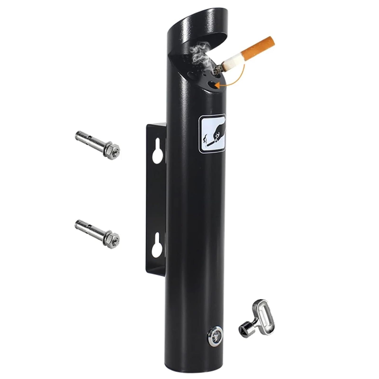 Heavy Du Wall Mount Ashtray, Bezdymny pojemnik na papierosy z blokadą, 304 inless Steel Outdoor Holder do biura ogrodowego w pubie, konstrukcja przeciwdeszczowa