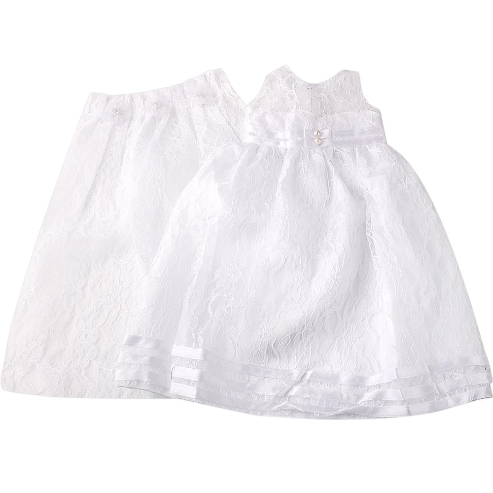 DUORUIMI Doll Clothes White Wedding Long Lace Dress for American Girl Doll 18 inch with Wedding Veil, 18-inch - Image 4