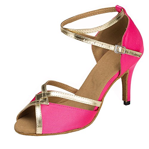 Chaussures de bal et salsa latine rose pour rayonner en soirée robe et sandale L183