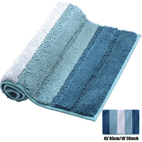 XIYUNTE Chenille Alfombras de baño - Raya moquetas Antideslizante Felpudos moquetas, Alfombrillas de Escalera Infantiles para baño, Seguridad y Protecciones para Cuarto de baño, Lavable en la Lavadora