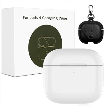 حافظة شحن متوافقة مع Airpods 4rd 2024، حافظة شحن من النوع C لـ Airpods 4rd مع غطاء واقي من الجلد، حافظة شحن لاسلكية بديلة مع زر مزامنة الاقتران عبر البلوتوث