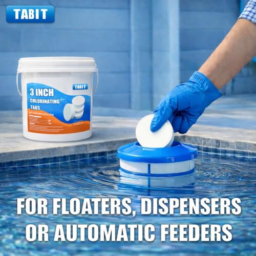 Image of Chlorine Tablets 3 inch 5 Pounds, TABIT Swimming Pool Long Lasting Chlorinating Tablets, Slow Dissolving, Tri-Chlor for Swim Pool, Hot Tubs, Spa