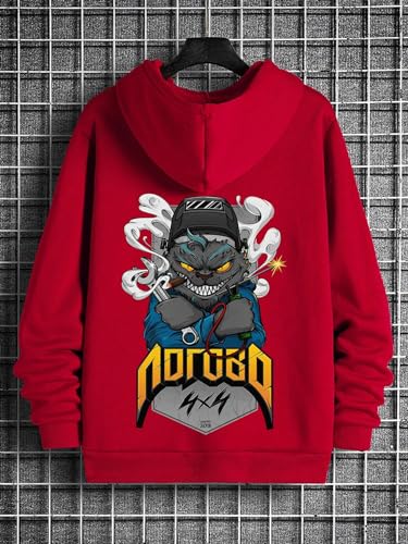 Image of Dagcros Hoodies Fleece Lined Casual Sweatshirts Athletic Printed Workout Pullover with Kangaroo Pocket for Men's