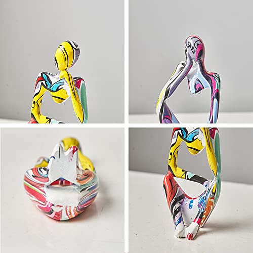 Xinxuan 3Pcs Thinker Statue Sculptures Office Decor Small Shelf Decor Bookshelf Decor Tv Stand Decor Resin Collectible Figurines Home Decorations For Living Room (Colorful Graffiti Statue Sculpture) #TOP5