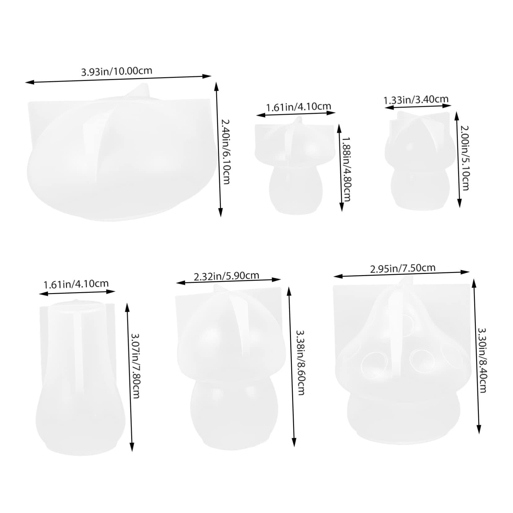 jojofuny 6pezzi Stampo in Silicone Forma Fungo Stampo Per Artigianato Fai Da Te in Silicone Epossidico in Antiaderente Flessibile e Facile Da Sformare