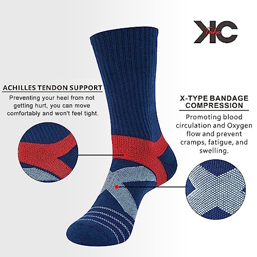 Men's Compression Athletic Cushioned Crew Socks (4 Pairs) Arch Support Hiking Walking Running Socks3