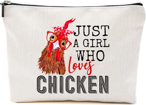 NKPDesigns Just A Girl Who Loves Chicken Makeup Bag - Cosmetic Travel Pouch - Poultry Lover Makeup Accessory Bag - Farm Life Organizer - Gift For Women