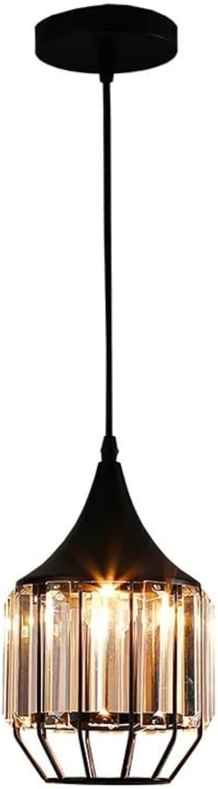 Suspension moderne cristal et verre luminaire noir en fer pour salon