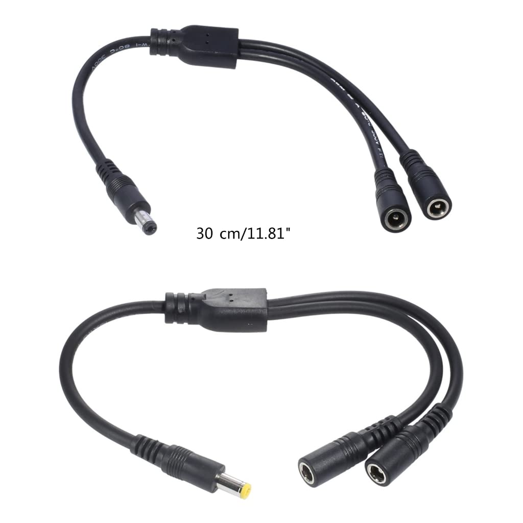 PEVive Power Splitter Cable 1 Male to 2 Female 5.5mmx2.1mm/5.5mmx2.5mm Power Adapter Cord for CCTV Security Cameras