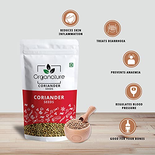 Image of Organature Pure and Natural Coriander Seeds /Whole Dhaniya Seeds Indian Masala Pack of - (600 Grams)