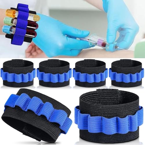 WDCFXY Pulsera con soporte para tubo de flebotomía, organizador de colección de sangre, paquete de 6, negro y azul, capacidad de 8 tubos