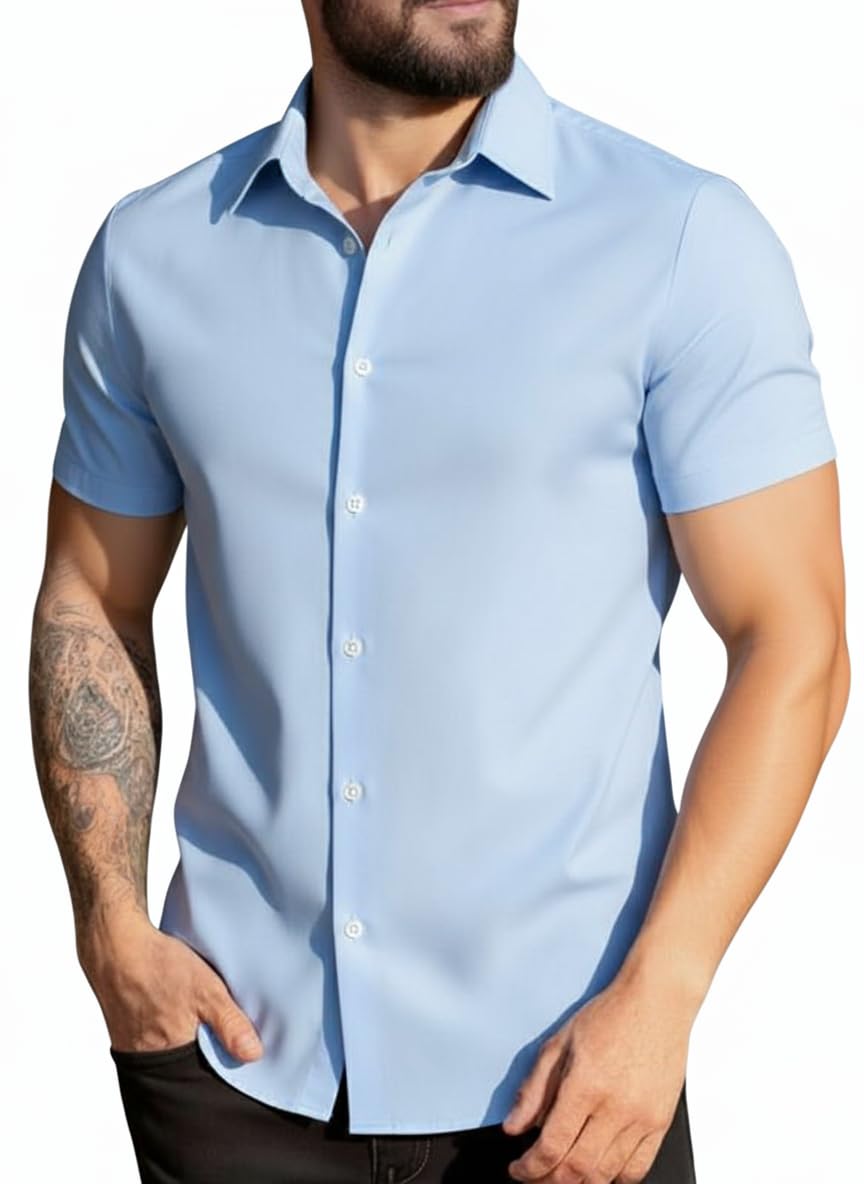 OOMPH! Solid Men’s Cotton Half Sleeve Shirt | Casual | Plain |Half Sleeve |-Regular Fit | Shirt for Men (Also Avaible in Plus Size)