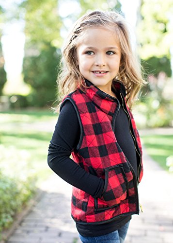 Ivay Girls Buffalo Cotton Plaid Quilted Vest Cute Puff Lined Gilet4