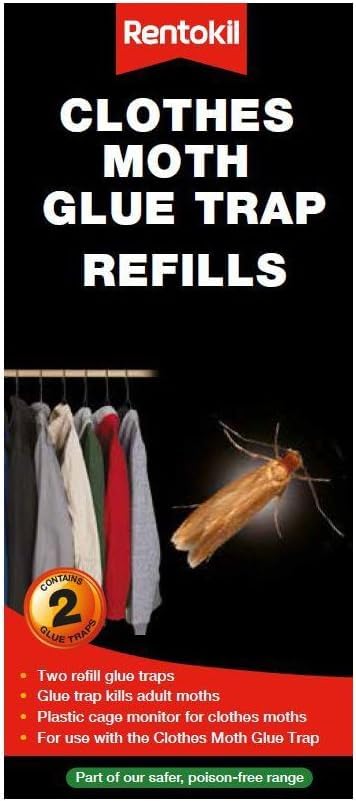 SuperGift.com 2 pck Clothes Moth Glue Trap Refills - Effective Moth Protection Solution - Solution for Common Clothes Moth/Webbing Moth