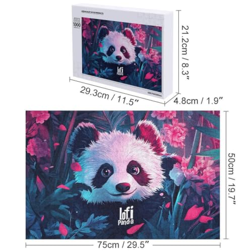 Puzzle Artistique pour Adultes, Motif Lofi Panda Floral Jungle, 1000 PCS – vue 2
