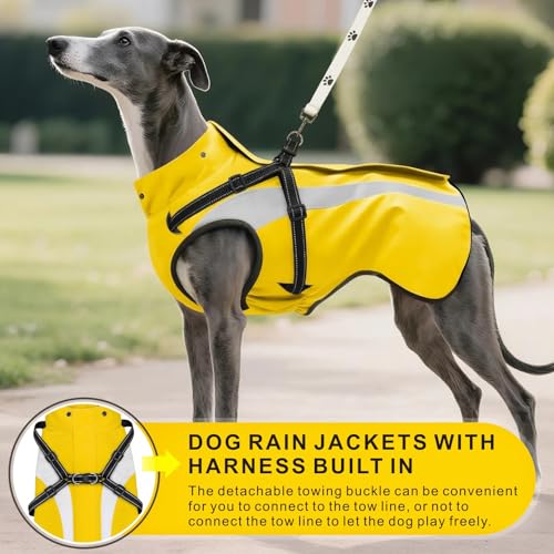 Oslueidy Hund Regenmantel wasserdichte Regenmäntel für Hunde Regenjacken mit Kapuze Haustier Regen Poncho Mantel für kleine mittlere große Hunde Welpen S-XXL (Gelb, M)