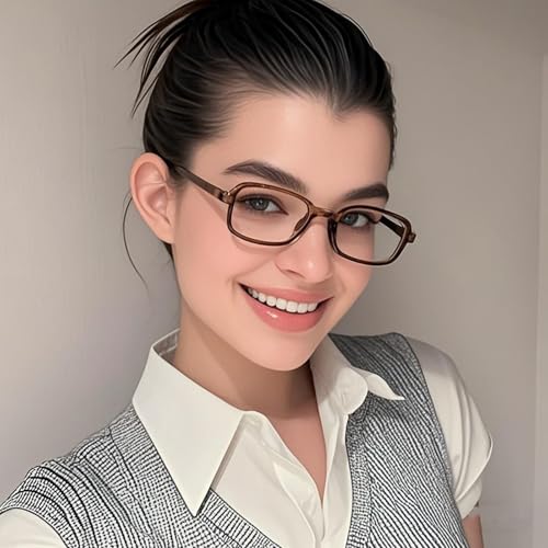 Image of Square Blue Light Blocking Glasses Retro Rectangle Glasses for Women Men Small Fashion Vintage Eyeglasses (Leopard)
