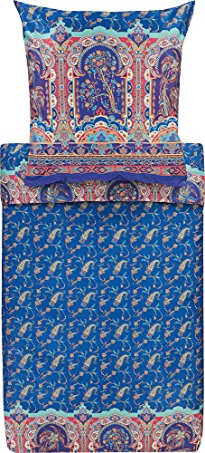 Bassetti Bettwäsche Set 2tlg. Piazza Dei Normanni B1 Blu, 100% Baumwolle mit Reißverschluss, Größe: 135cm x 200cm, 80cm x 80cm, 9314243 Cover