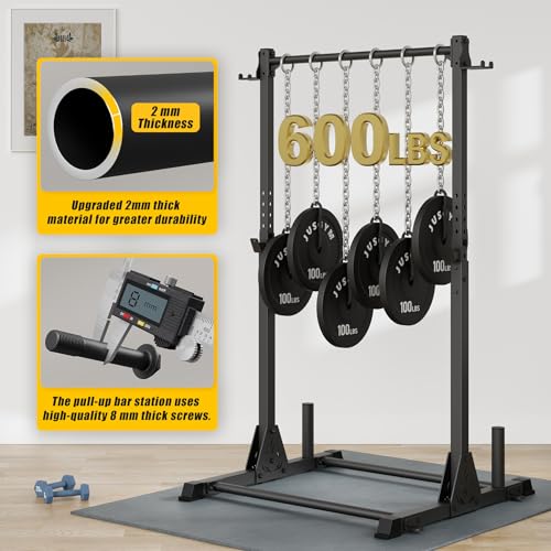 Jusgym Pull Up Station, Strength Training Workout Pull Up Bar Free Standing for Home Gym, Adjustable Heavy Duty Pullup Bar Station Outdoor/Indoor, 600LBS Weight Capacity - Image 4
