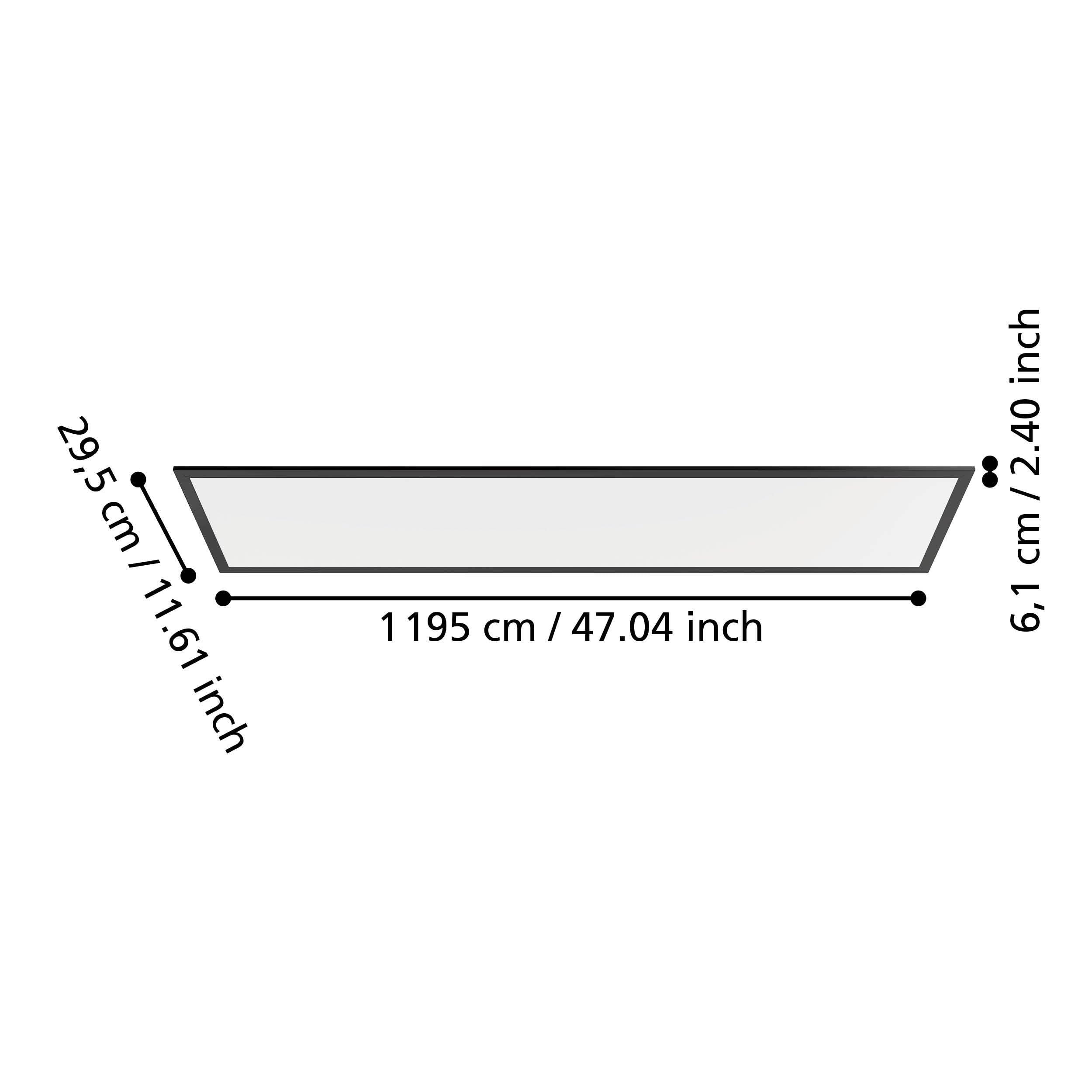EGLO LED Panel Moradillo, Deckenleuchte flach | Deckenpanel aus Metall und Kunststoff in Schwarz-Weiß, Deckenlampe warmweiß, neutralweiß, kaltweiß, 30 x 120 cm