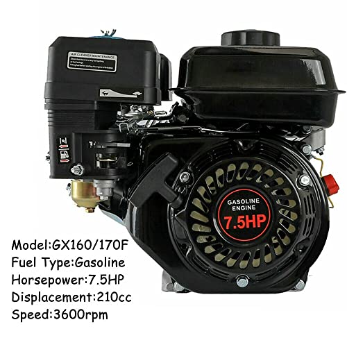 YIPONYT 210CC 7.5HP Gas Engine, 4-Stroke OHV Industrial Grade Gasoline Engine Horizontal Shaft Recoil/Pull Start Go Kart Gas Engine Motor for Honda GX160 Go Kart Log Splitter Mini Bike